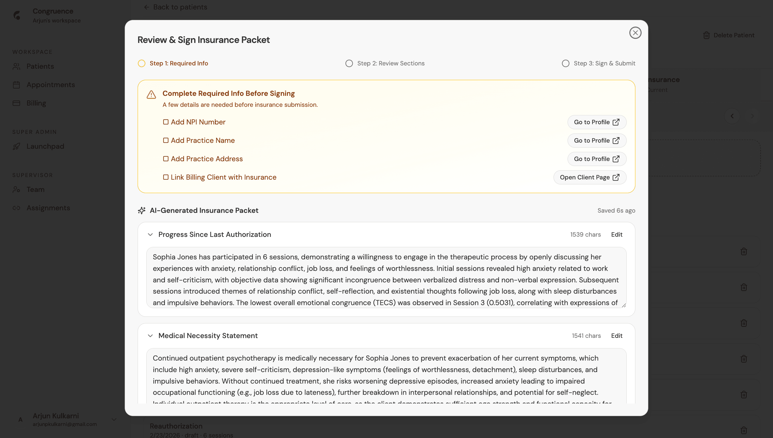 Review and Sign Insurance Packet
