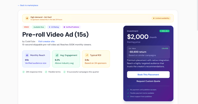 Sponsorship Marketplace Platform screenshot 4