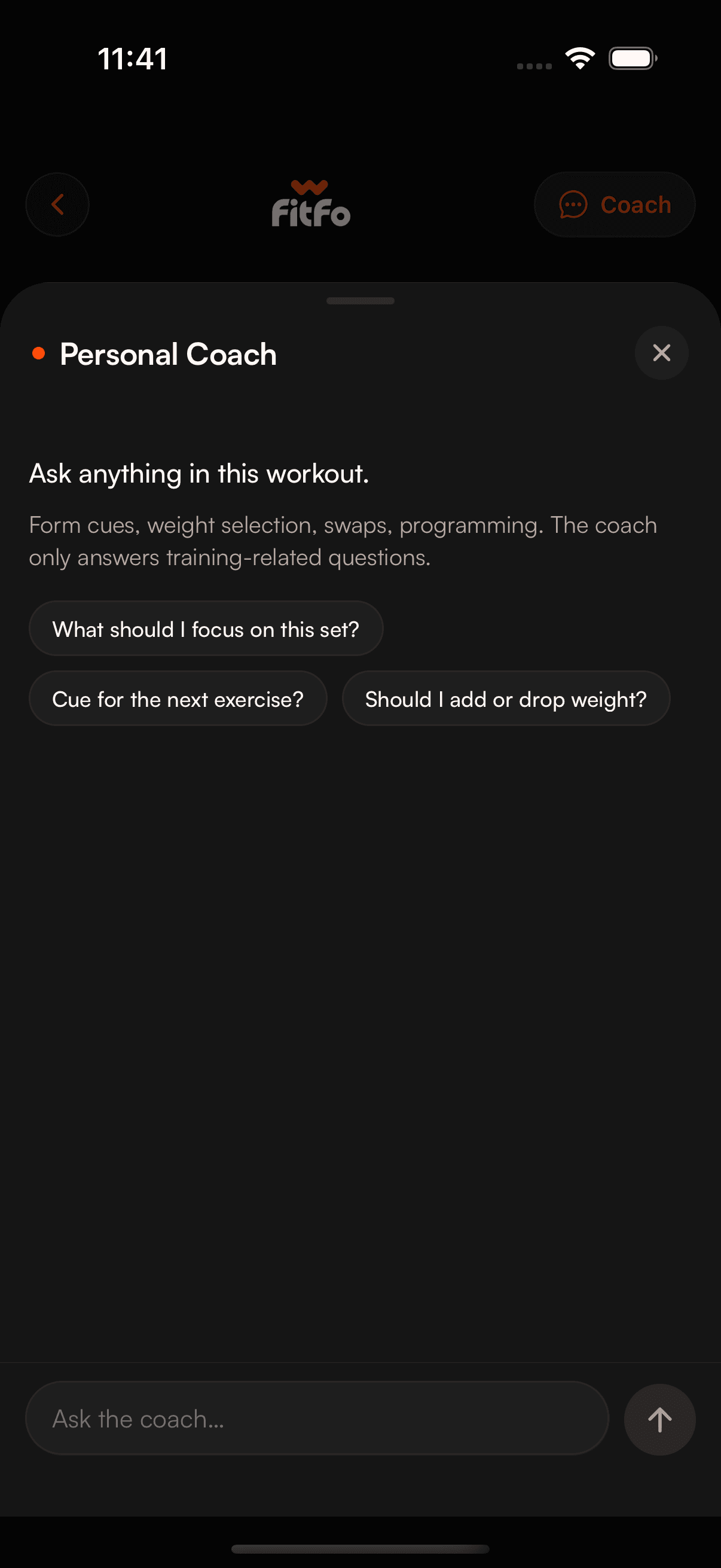 FitFo Coach chatbot with cited training guidance