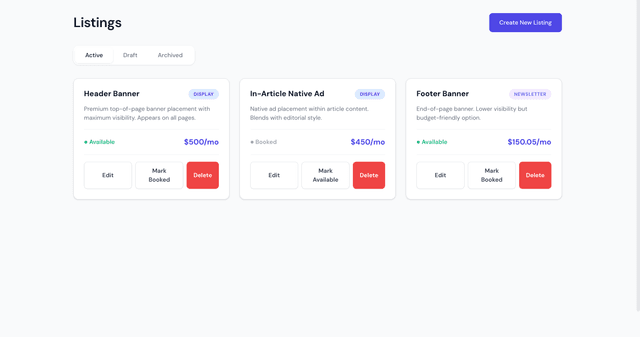 Sponsorship Marketplace Platform screenshot 1