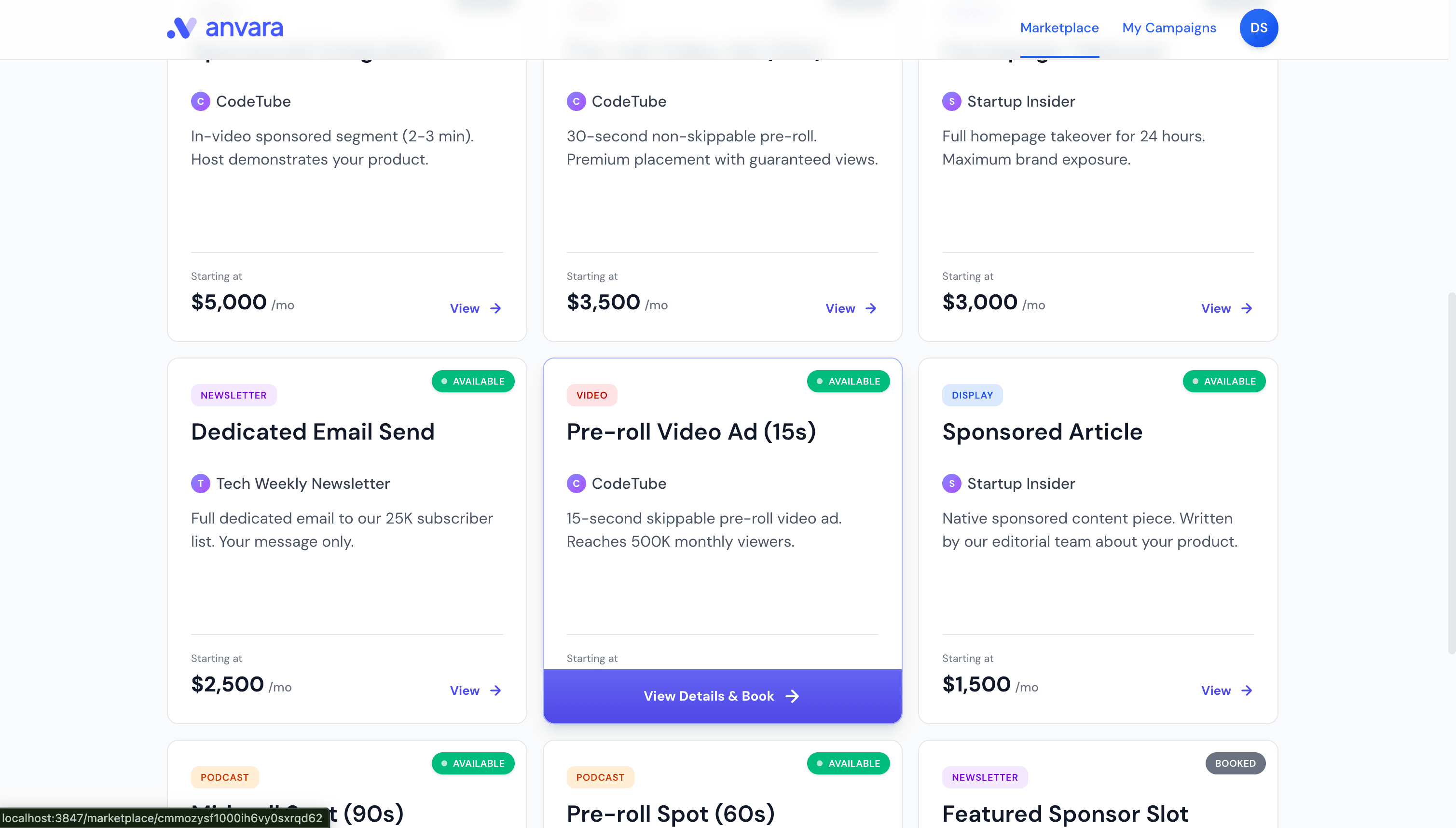 Sponsorship Marketplace Platform