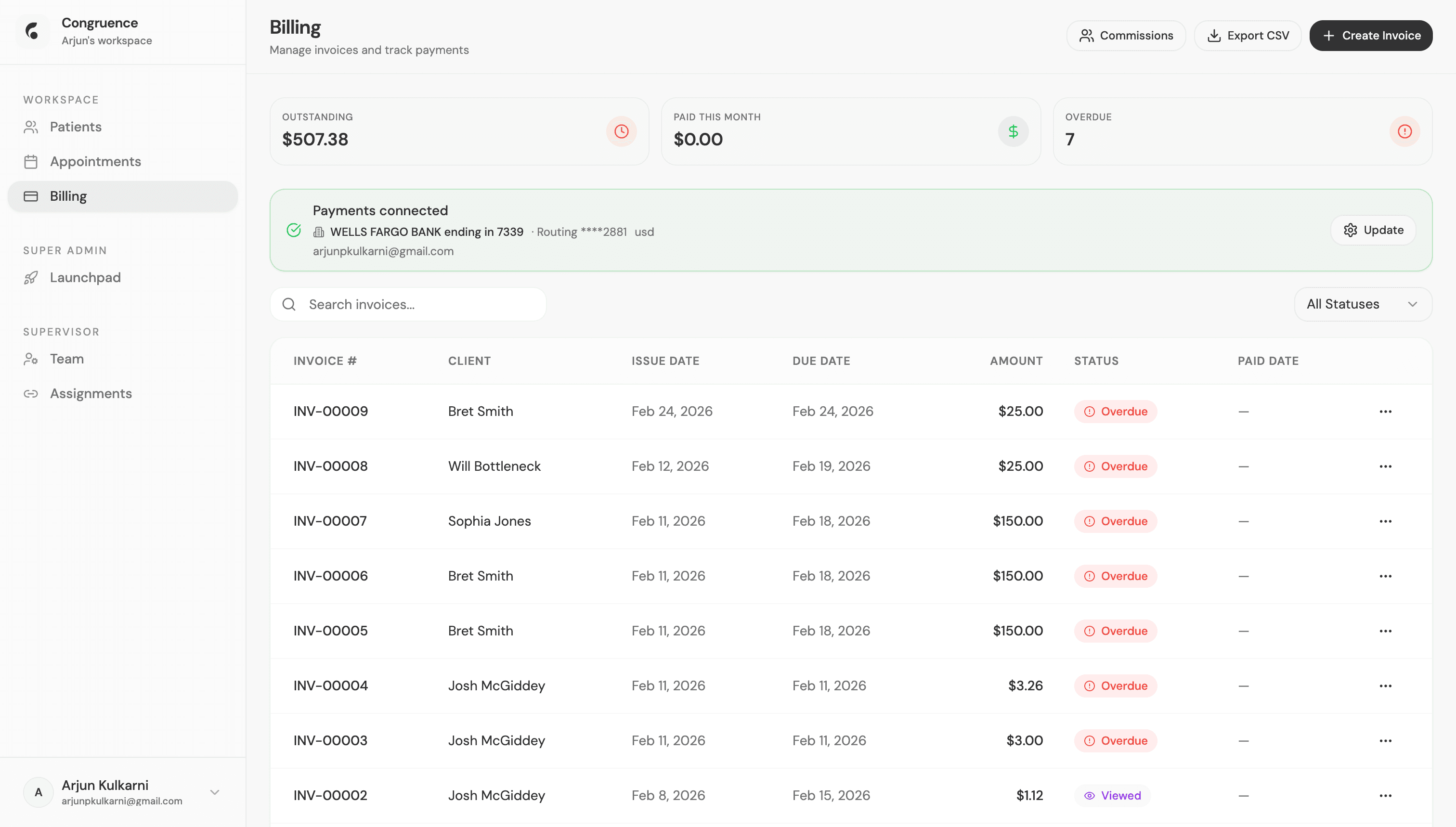 Billing Dashboard