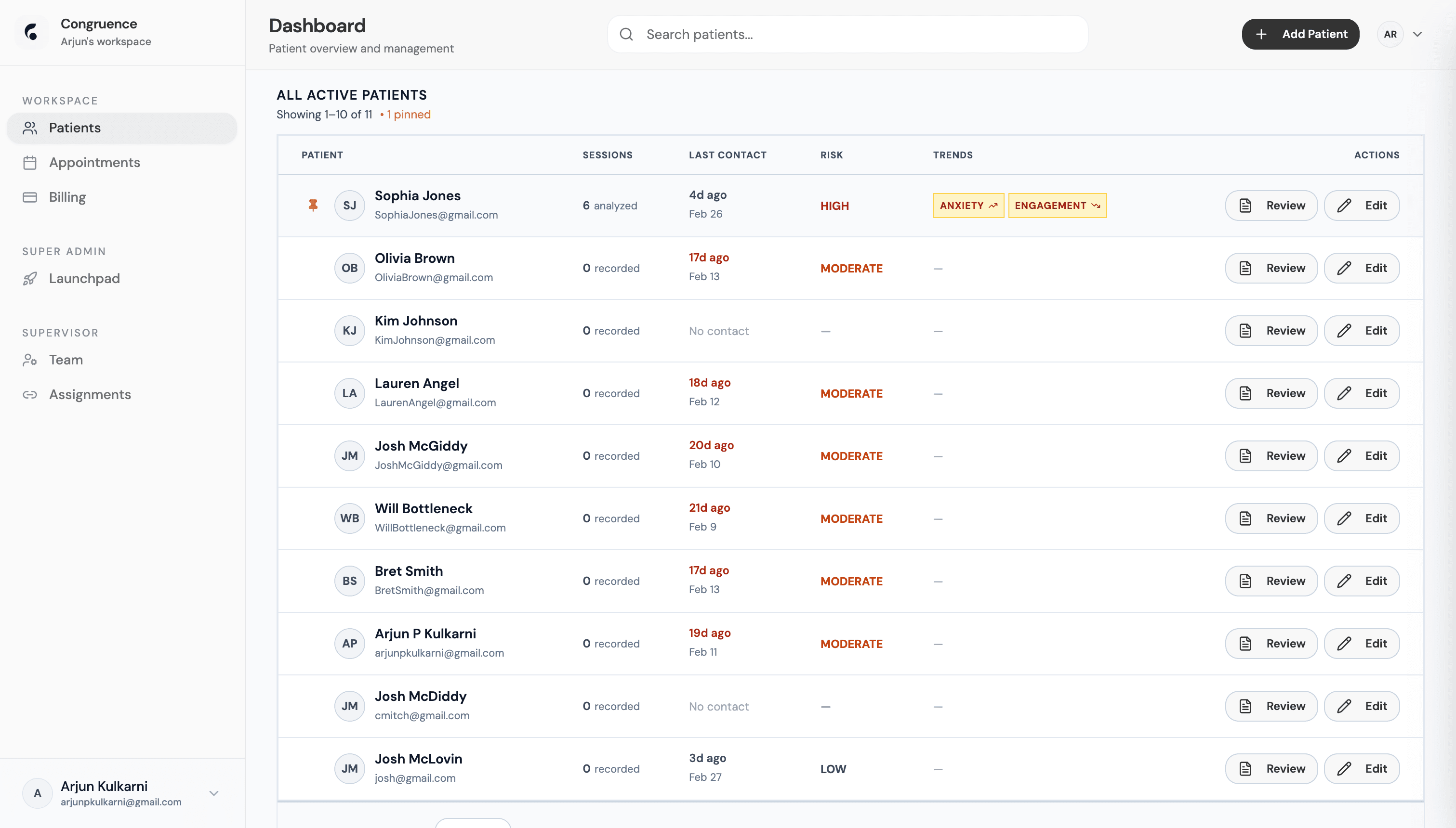 Patient Dashboard