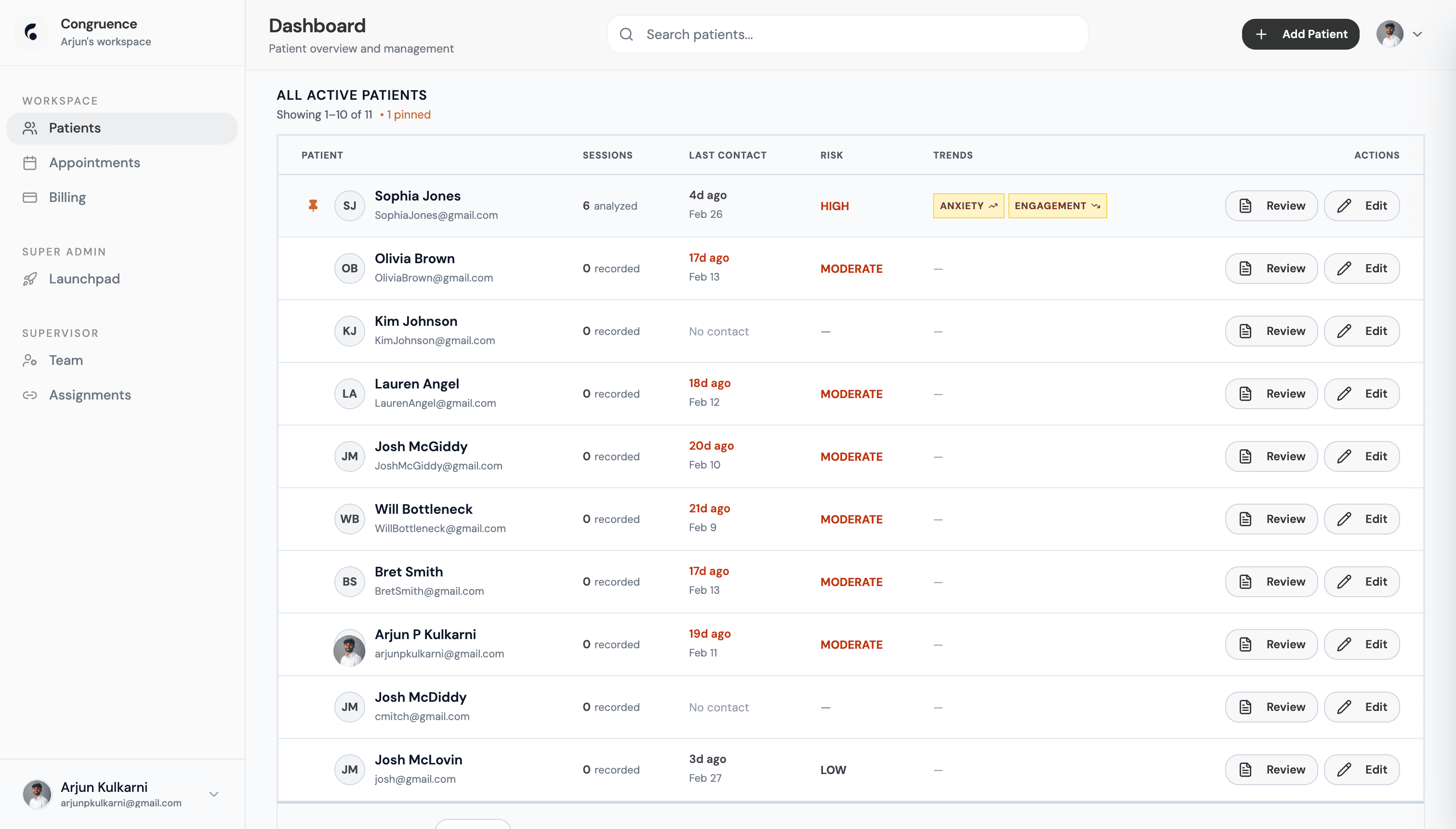 Congruence product screenshots
