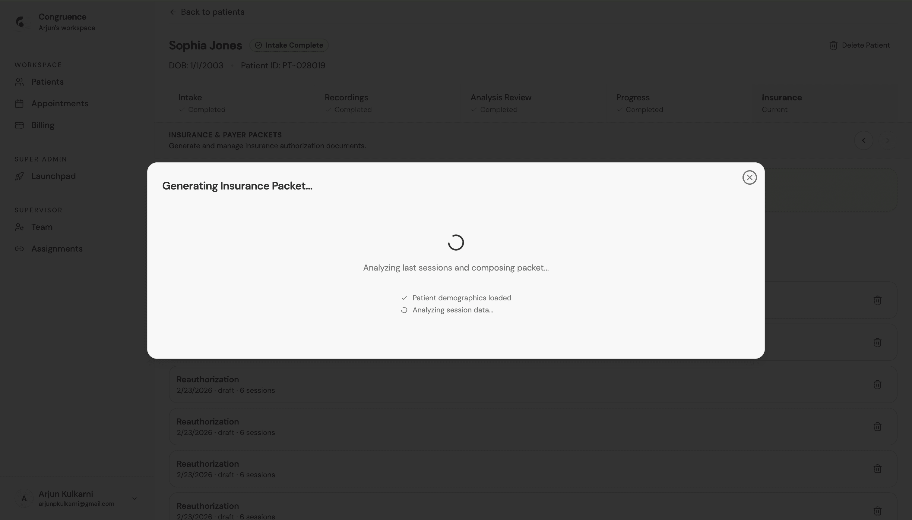 Congruence: Insurance packet generation