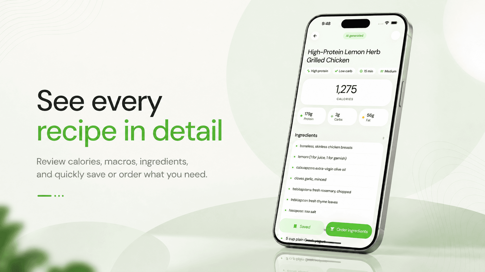 Nutrition Data Layer screen